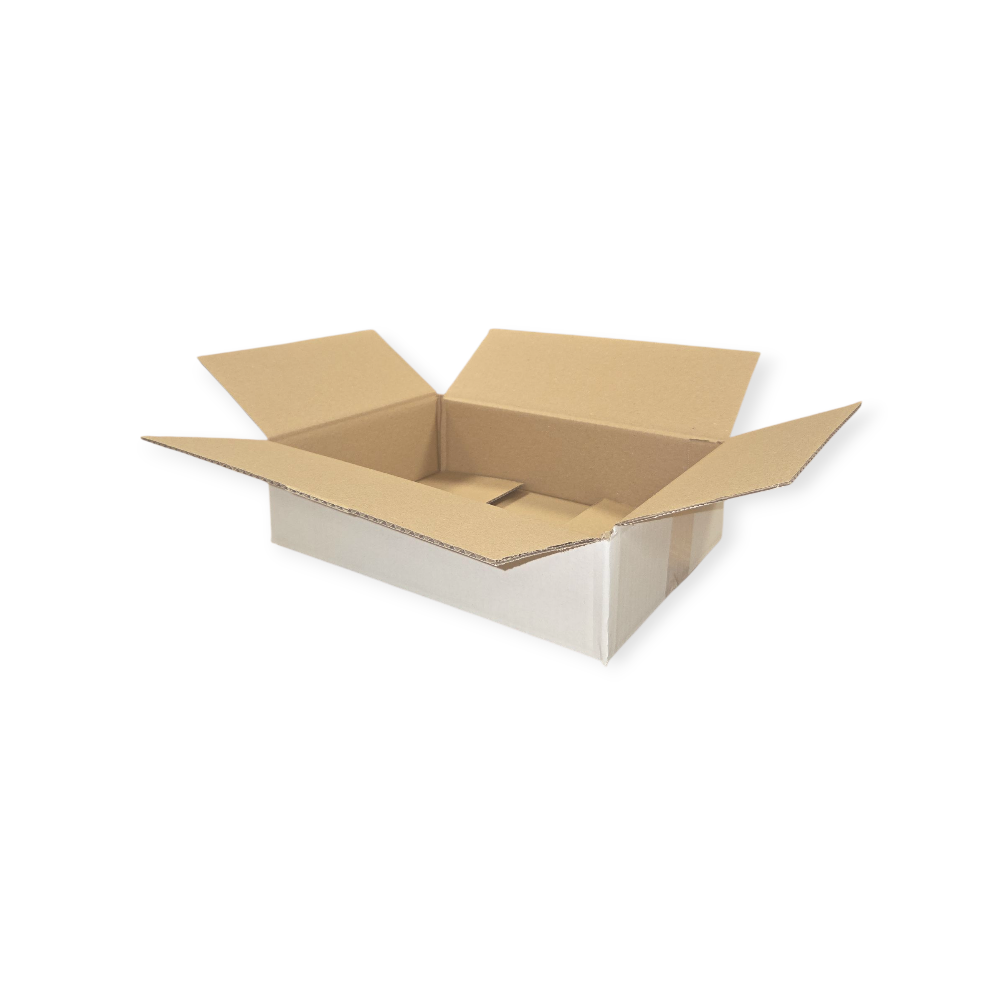 Kartonnen doos enkele golf (B) wit | 305 x 220 x 80 mm