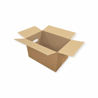 Kartonnen doos enkele golf (B) bruin 2 handvaten op=op | 366 x 248 x 230 mm