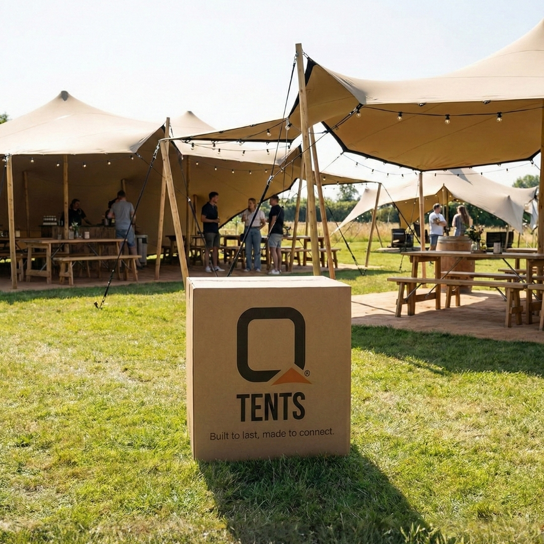 Bedrukte bruine kartonnen doos QTents