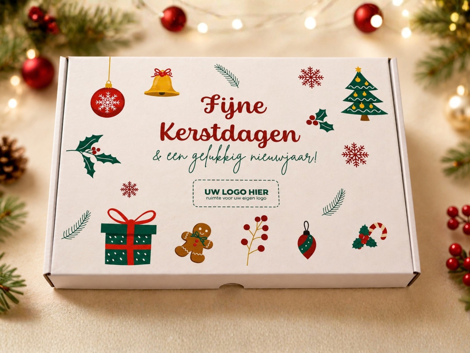 Kerstdoos met vast ontwerp en ruimte voor eigen logo