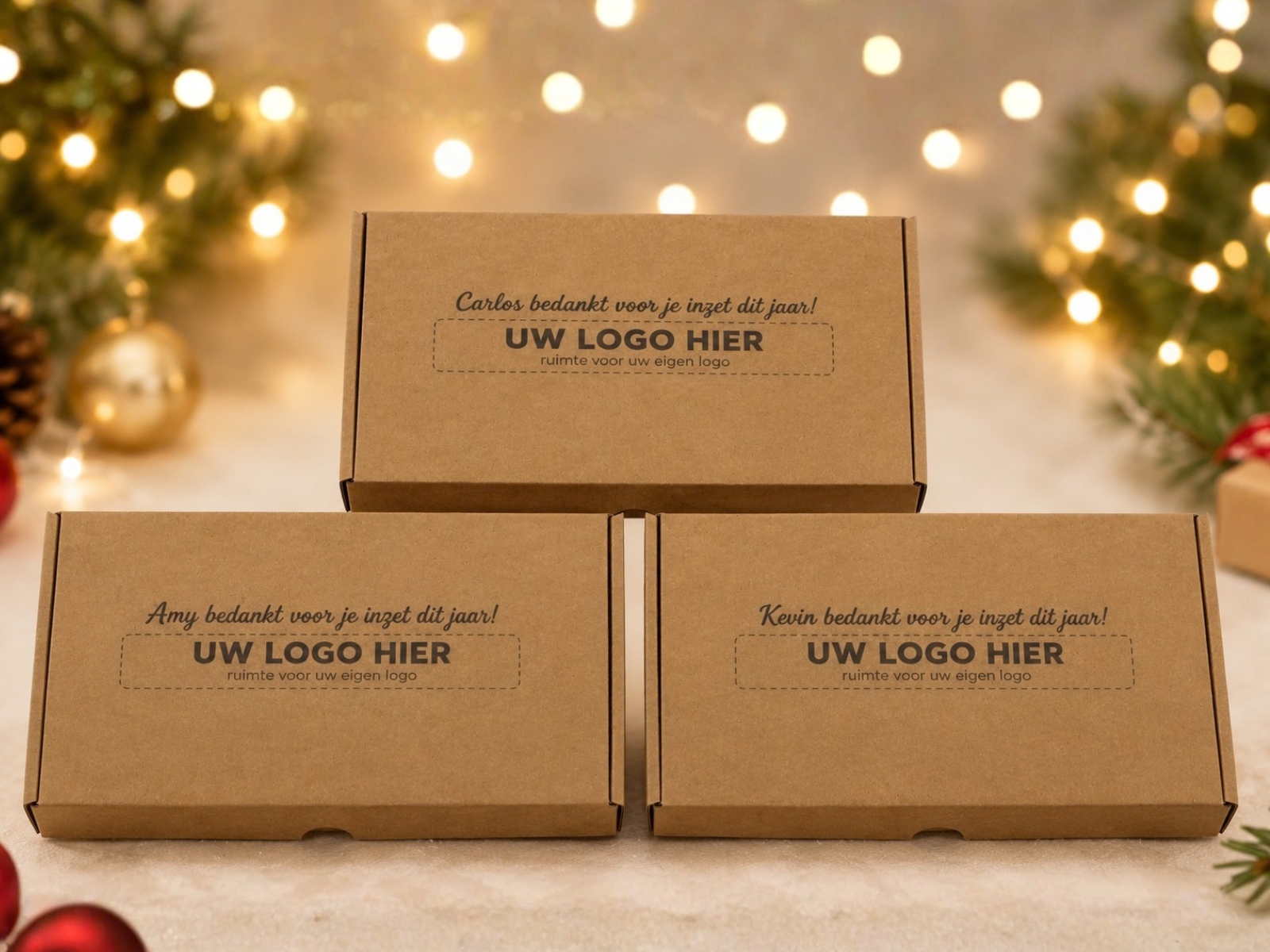 Gepersonaliseerde opdruk op kerstdoos