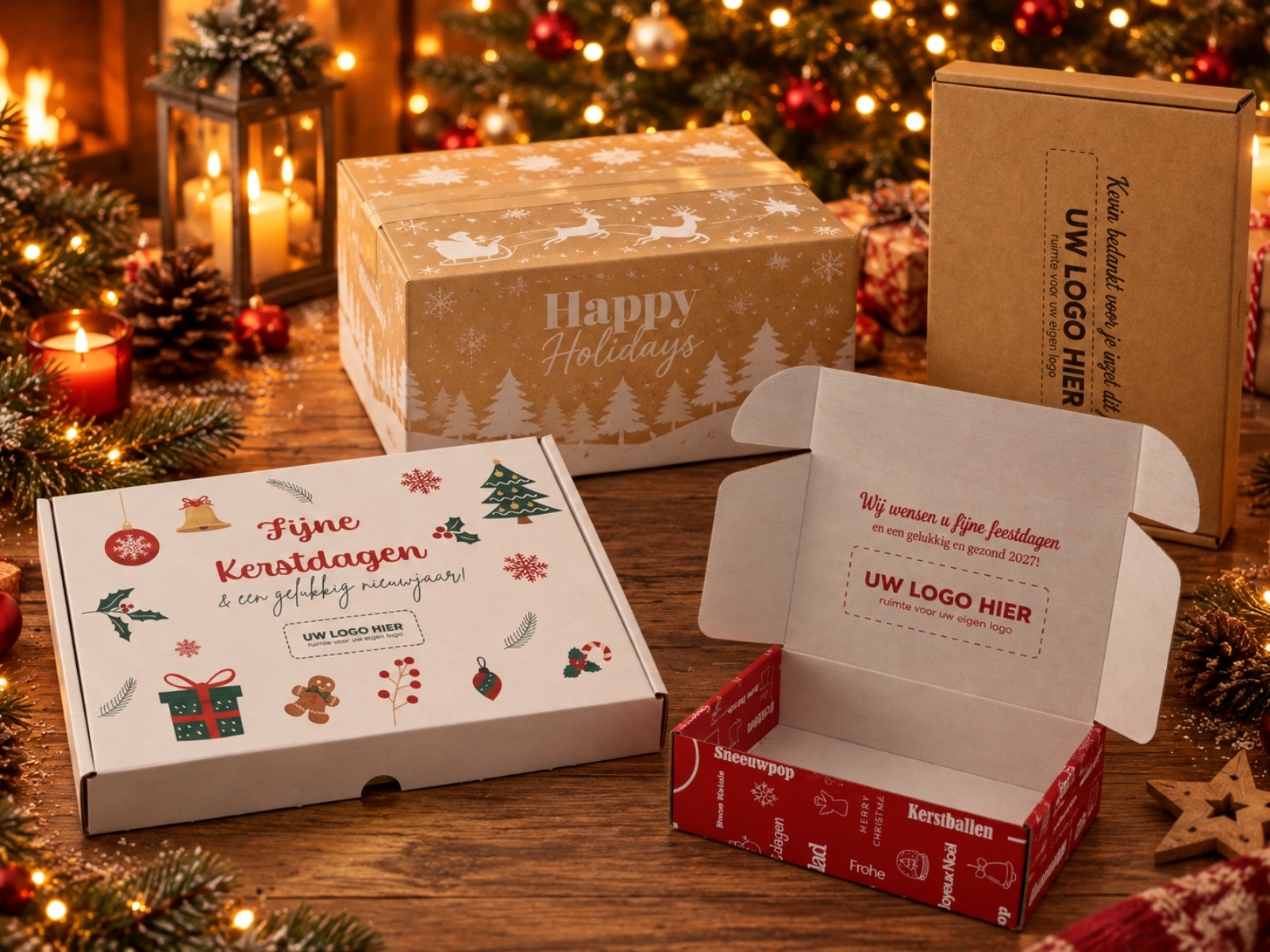 Kerstverpakkingen van Verpakking & Zo. Kerstpakketdozen, brievenbusdozen en dozen met eigen logo