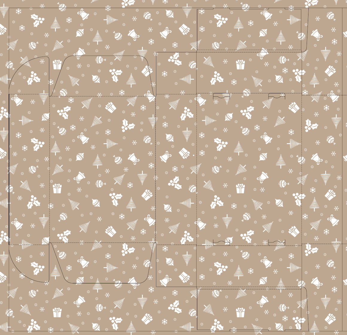Kerstpostdoos icons bruin-wit 305 x 220 x 85 mm